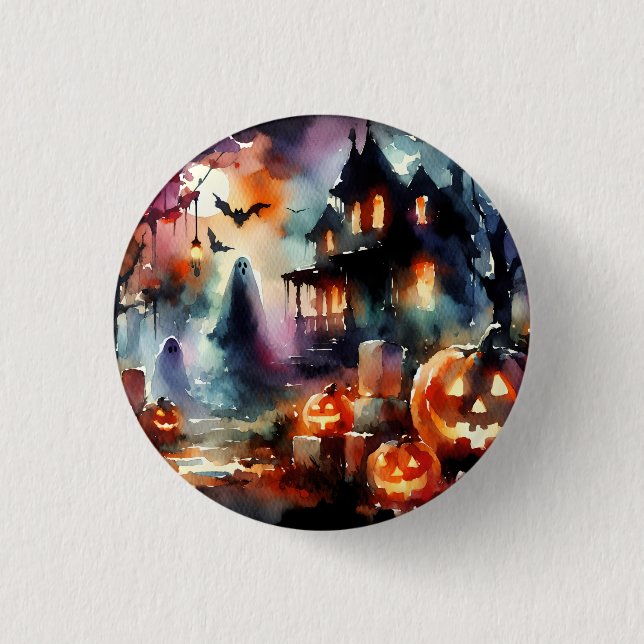 Schaltfläche Halloween Watercolor Button (Vorderseite)