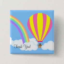 Schaltfläche "Heißluftballon" - Blauer Hintergrund Button