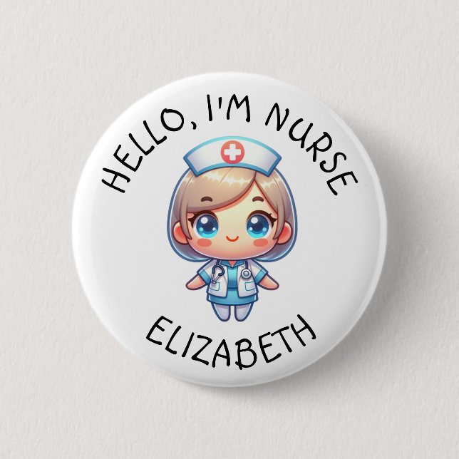 Schaltfläche Hello Im Nurse (Name hinzufügen) Pers Button (Vorderseite)