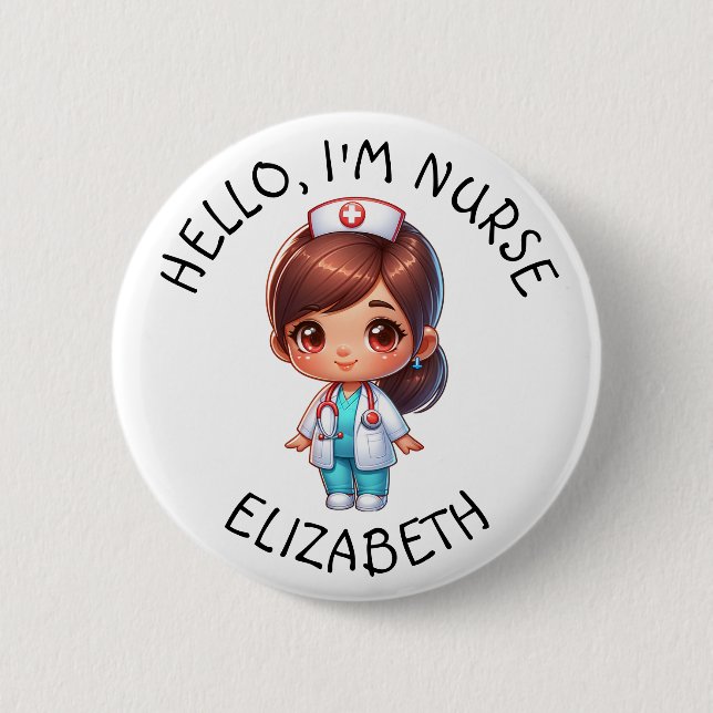 Schaltfläche Hello Im Nurse (Name hinzufügen) Pers Button (Vorderseite)