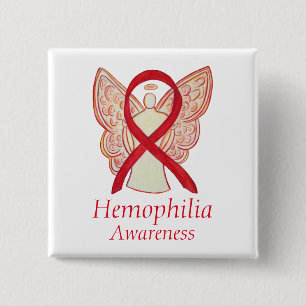 Schaltfläche "Hemophilie Angel Red Awareness Ribbo Button