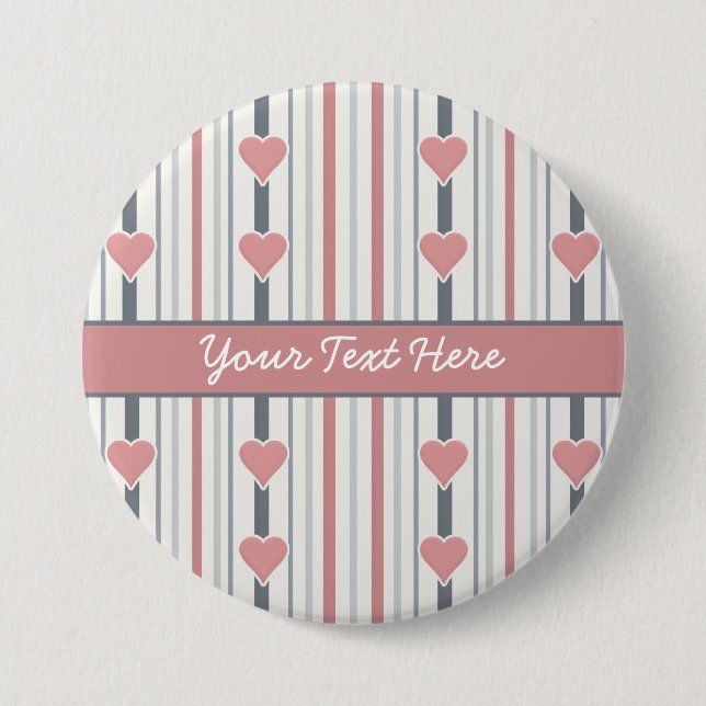 Schaltfläche "Herz & Streifen", anpassen Button (Vorderseite)