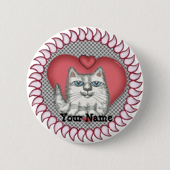 Schaltfläche Herzkatzenkatze Button (Vorderseite)
