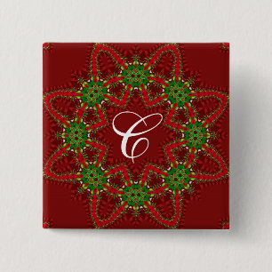 Schaltfläche "Holiday Favorits Red & Green Monogra Button