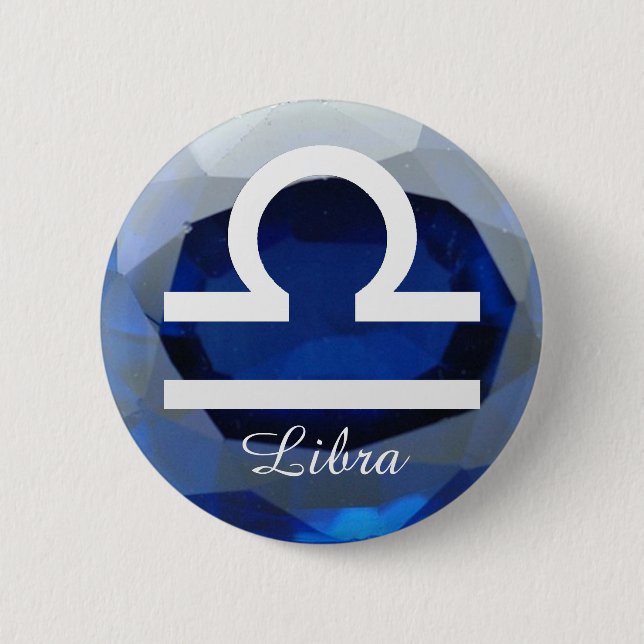 Schaltfläche "Horoskop-Zeichen-Libra-Saphir-Hinter Button (Vorderseite)