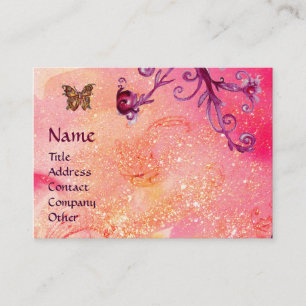 SCHALTFLÄCHE IN GLITZERN, PINK, MONOGRAMM FÜR LILA VISITENKARTE