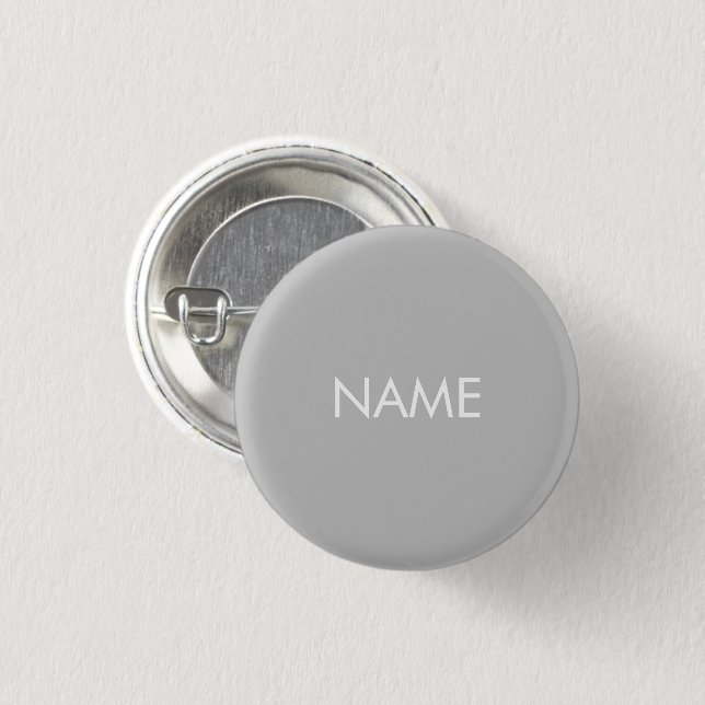 Schaltfläche individuelle Name-Text grau-weiß-mini Button (Vorne & Hinten)