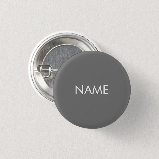 Schaltfläche individuelle Name-Text grau-weiß-mini Button (Vorne & Hinten)