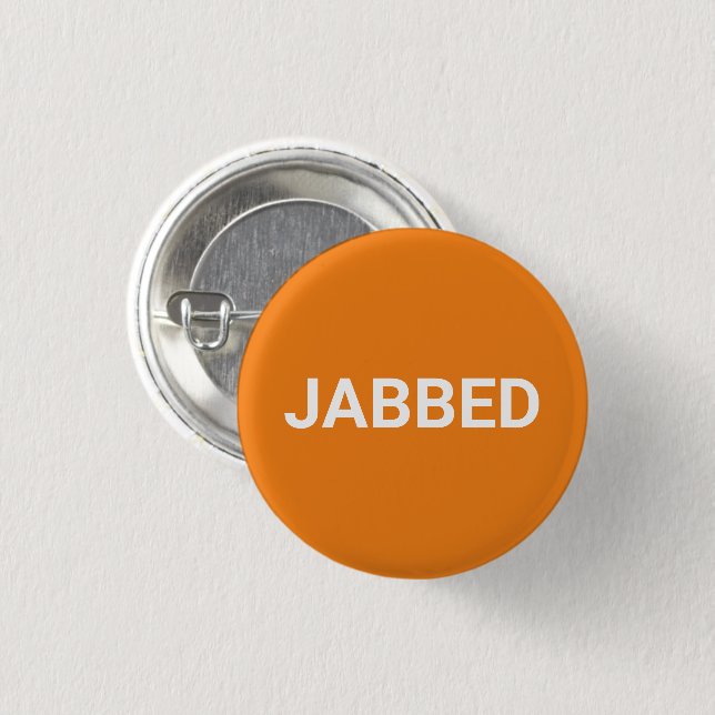 Schaltfläche Jabbed orange weiße geimpfte Button (Vorne & Hinten)