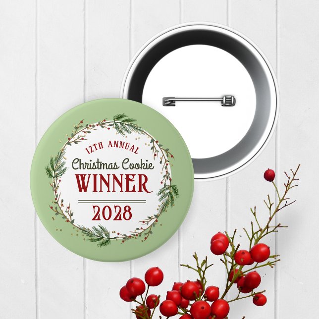 Schaltfläche "Jährlicher Feiertagspreis" Button (Christmas Holiday Competition Prize Button for the Winner. Great for Cookie & Sweater Contests!)