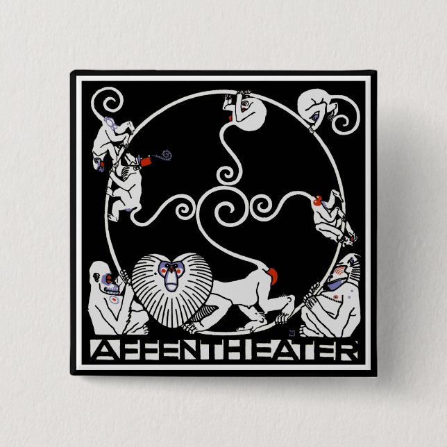 Schaltfläche: Jugendstil - Affentheater Button (Vorderseite)