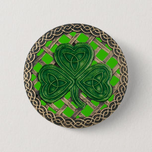 Schaltfläche Kleeblatt und Keltische Knochen grün Button