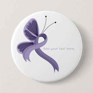 Schaltfläche "Lavendel Awareness Ribbon Butterfly" Button