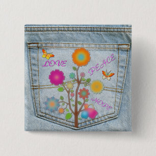 Schaltfläche "Liebe-Hope" für "Denim Back Pocket B Button