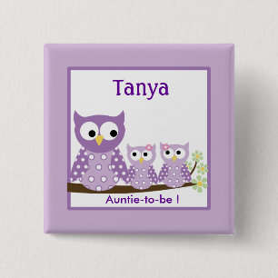 Schaltfläche "lila Hoot Owls Baby Shootname" Button