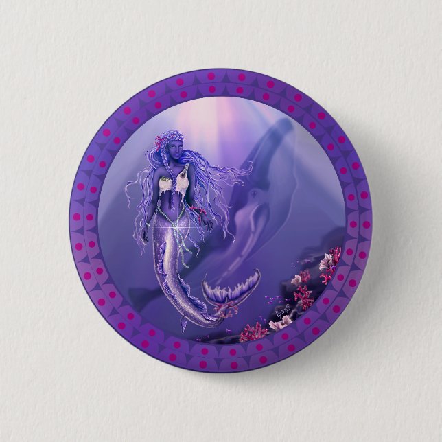 Schaltfläche "lila Ocean Mermaid" Button (Vorderseite)