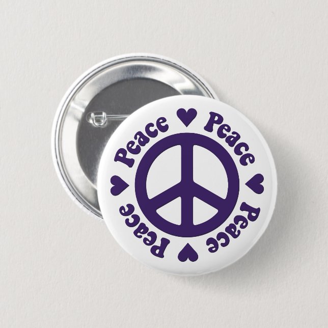 Schaltfläche "lila Peace Sign" Button (Vorne & Hinten)