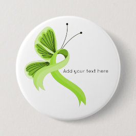 Schaltfläche "Lime Green Awareness Ribbon Butterfl Button
