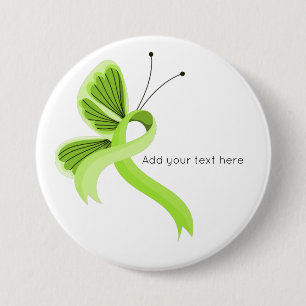 Schaltfläche "Lime Green Awareness Ribbon Butterfl Button