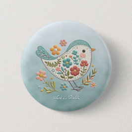 Schaltfläche "Little Bird Blue Pink"-Blume Button