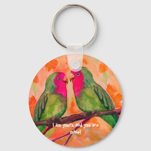 Schaltfläche Lovebirs Schlüsselanhänger (Vorderseite)