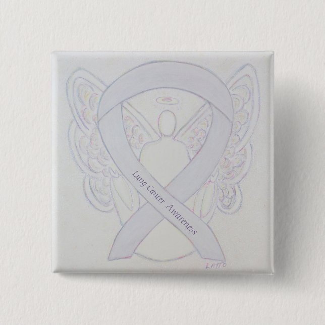 Schaltfläche "Lungenkrebs-Bewusstsein" Angel Pearl Button (Vorderseite)
