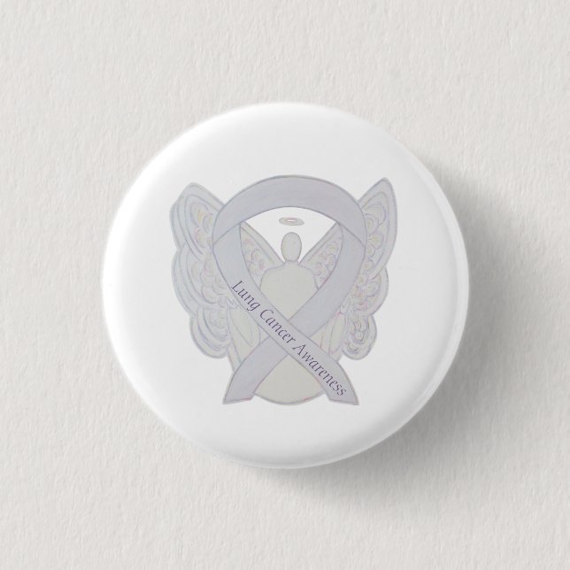 Schaltfläche "Lungenkrebs-Bewusstsein" Angel Pearl Button (Vorderseite)