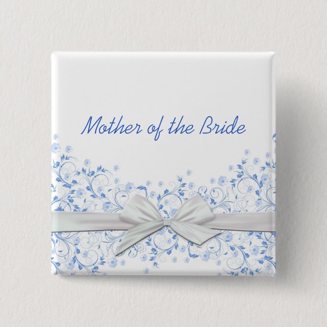 Schaltfläche "Luxus Blue Floral Wirbel" Button (Vorderseite)