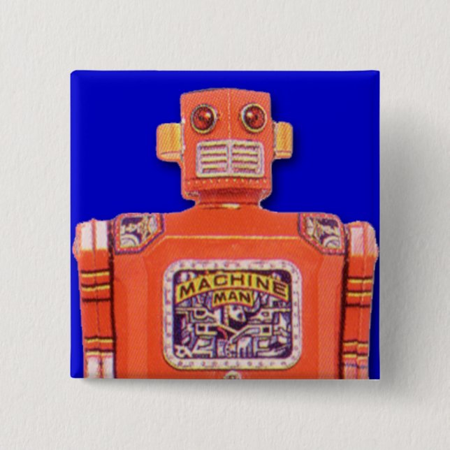 Schaltfläche "Machine Man Toy Robot Square" Button (Vorderseite)