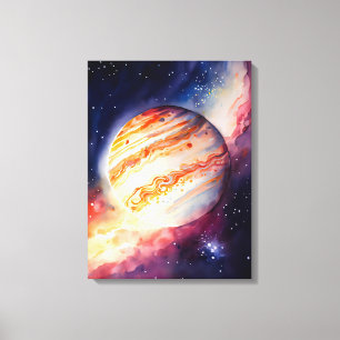 Schaltfläche "Majestic Watercolor Jupiter Art" Leinwanddruck