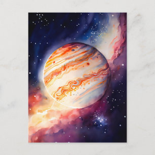 Schaltfläche "Majestic Watercolor Jupiter Art" Postkarte
