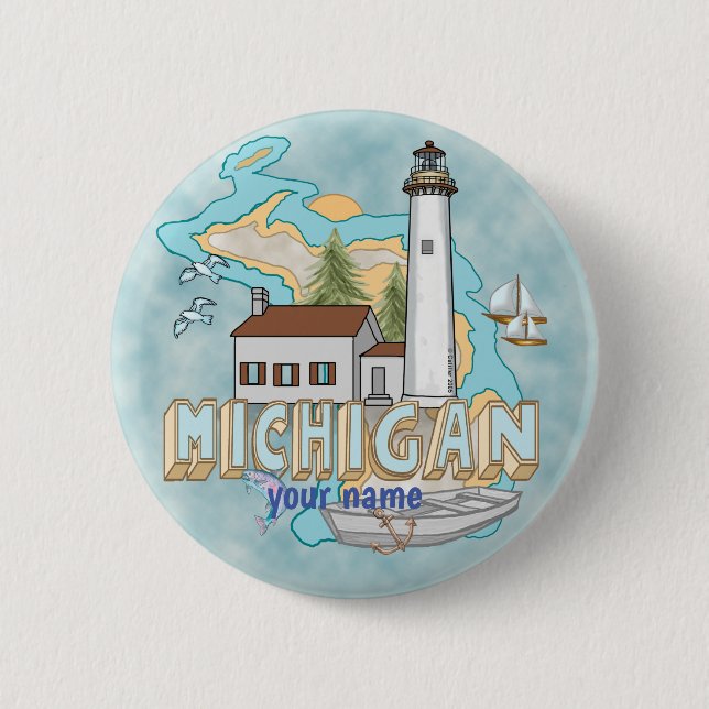 Schaltfläche Michigan Lighthouse Button (Vorderseite)
