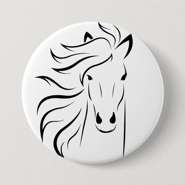 Schaltfläche "Minimalistisch HORSE Zeichn" Button (Vorderseite)