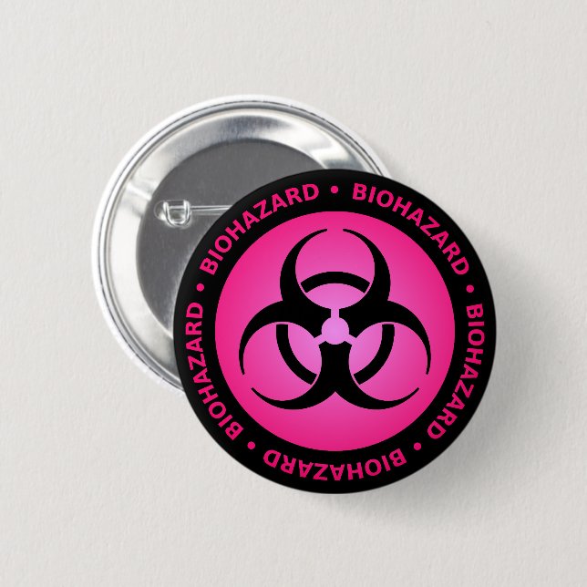 Schaltfläche mit der rosa Biogefährdung Button (Vorne & Hinten)