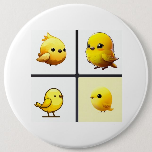 Schaltfläche mit Design kleiner niedlicher Gelbvög Button (Vorderseite)