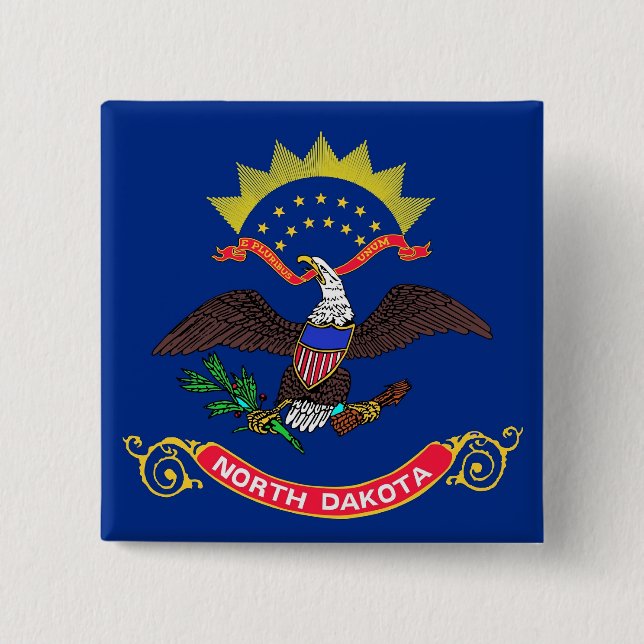 Schaltfläche mit Flagge in North Dakota Button (Vorderseite)