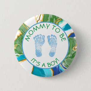 Schaltfläche "Mommy to be Blue and Green Baby Show Button