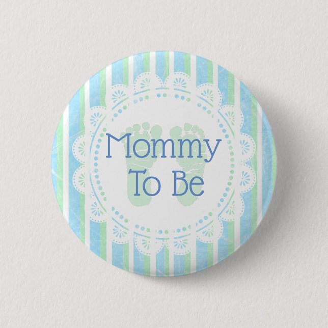 Schaltfläche "Mommy to be Blue Green Baby Shower" Button (Vorderseite)
