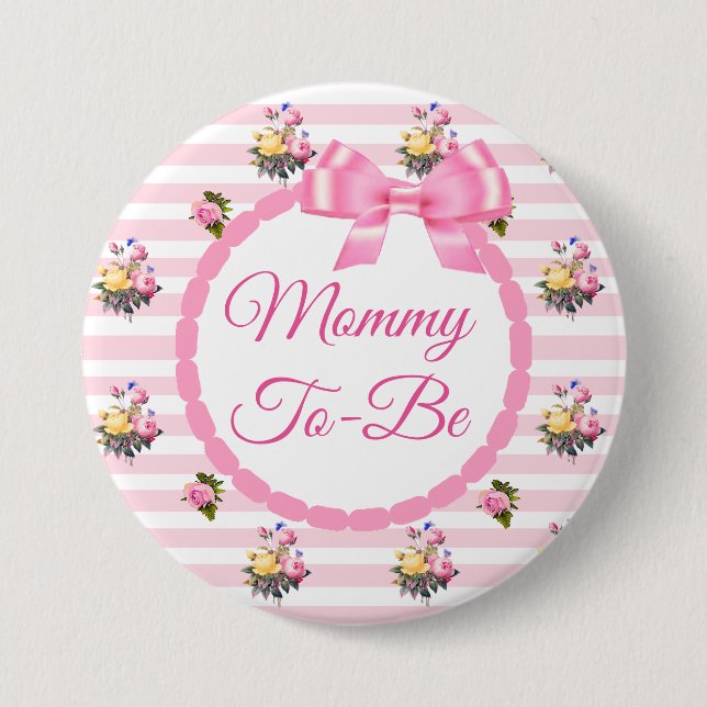 Schaltfläche Mommy to be Floral Chic Rose Button (Vorderseite)