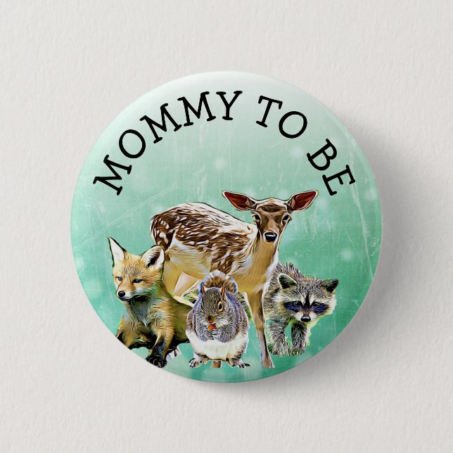 Schaltfläche "Mommy to be Forest Animals Baby Show Button (Vorderseite)