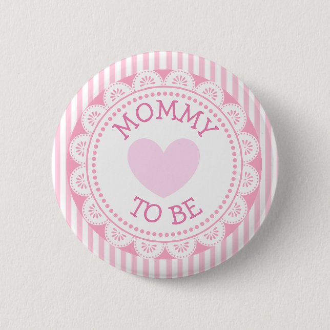 Schaltfläche "Mommy to be Pink Heart Baby Shower" Button (Vorderseite)