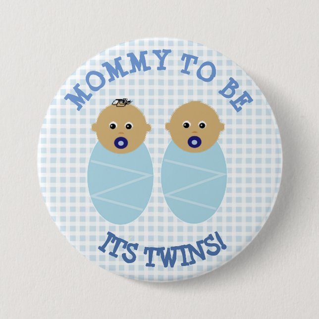 Schaltfläche "Mommy to Be Twin Boys Blue Baby Show Button (Vorderseite)