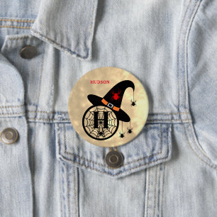 Schaltfläche "Monogram H Halloween Sky Hexen Spide Button