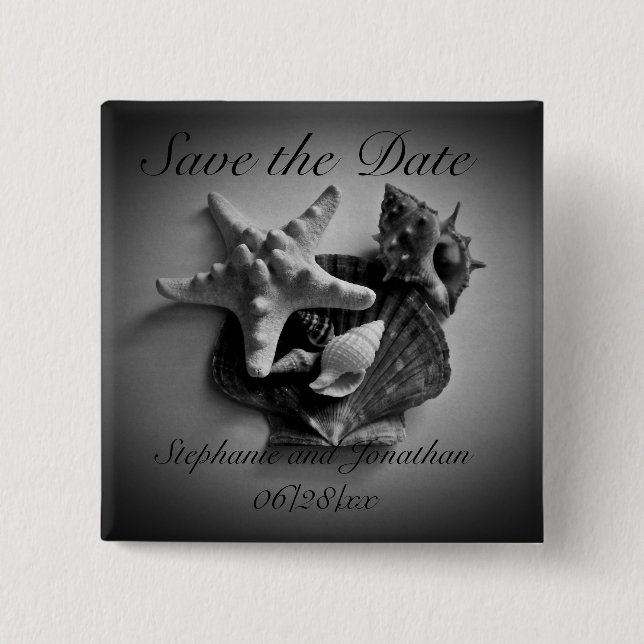 Schaltfläche Muscheln Save the Date Button (Vorderseite)