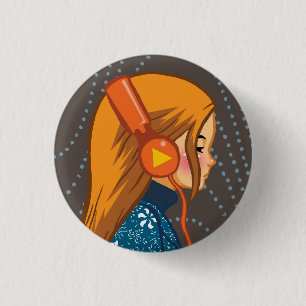 Schaltfläche "Music Lover" (Kopfhörer-Girl) Button