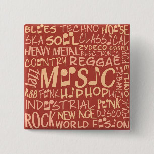 Schaltfläche Musik Genres Word Collage Button