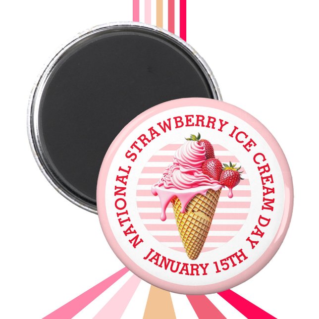 Schaltfläche "National Strawberry Ice Day" Magnet (Von Creator hochgeladen)