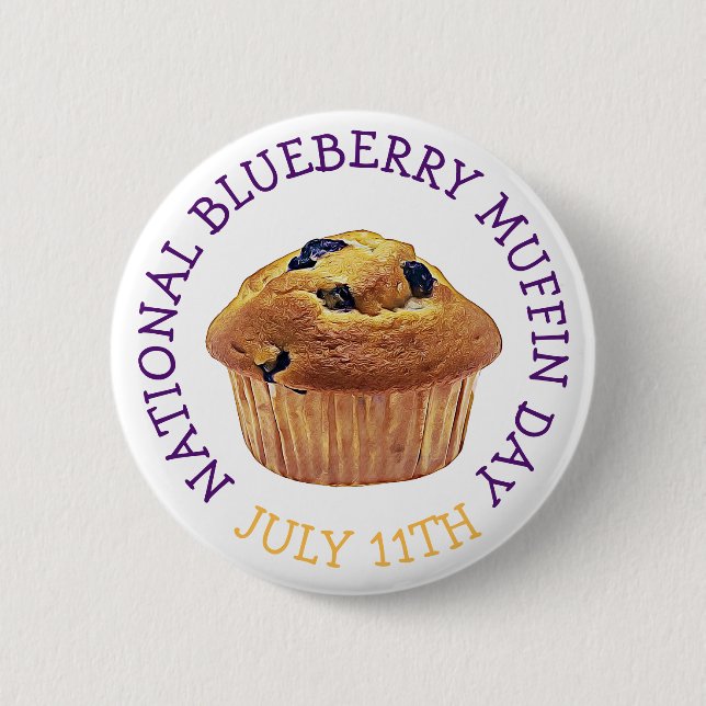 Schaltfläche "Nationaler Blueberry-Muffin-Tag Juli Button (Vorderseite)
