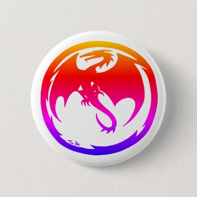 Schaltfläche Neon Dragon weiß Button (Vorderseite)