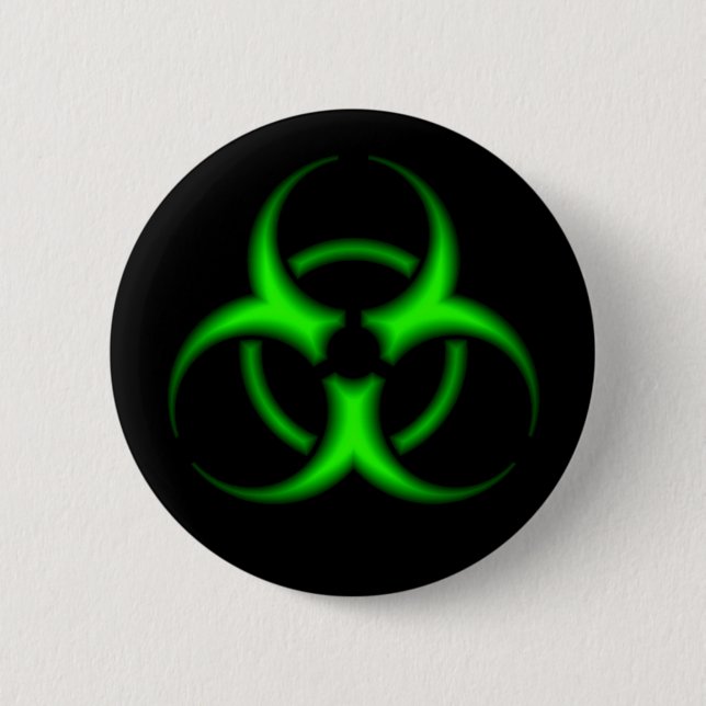Schaltfläche Neon Green Biogefährdung Symbol Button (Vorderseite)